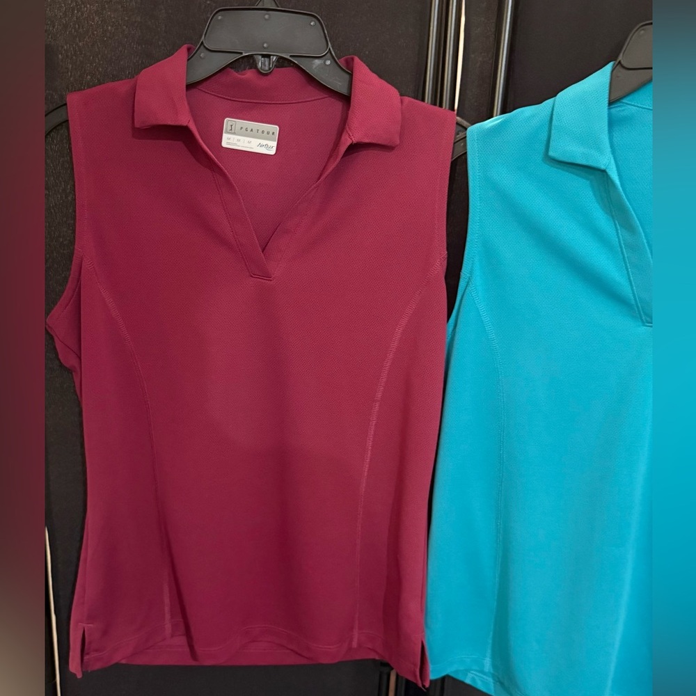 2 PGA Tour sleeveless tops. Sz. M Fushia & Teal - Picture 2 of 9